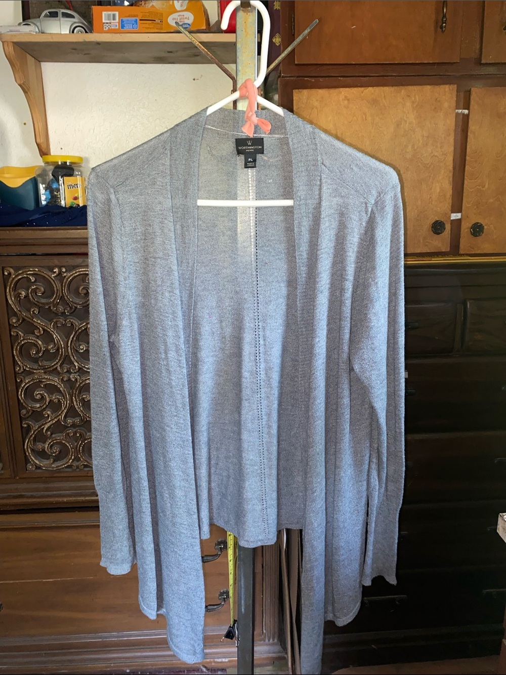 Worthington Light Gray Open-Front Women's Cardigan
